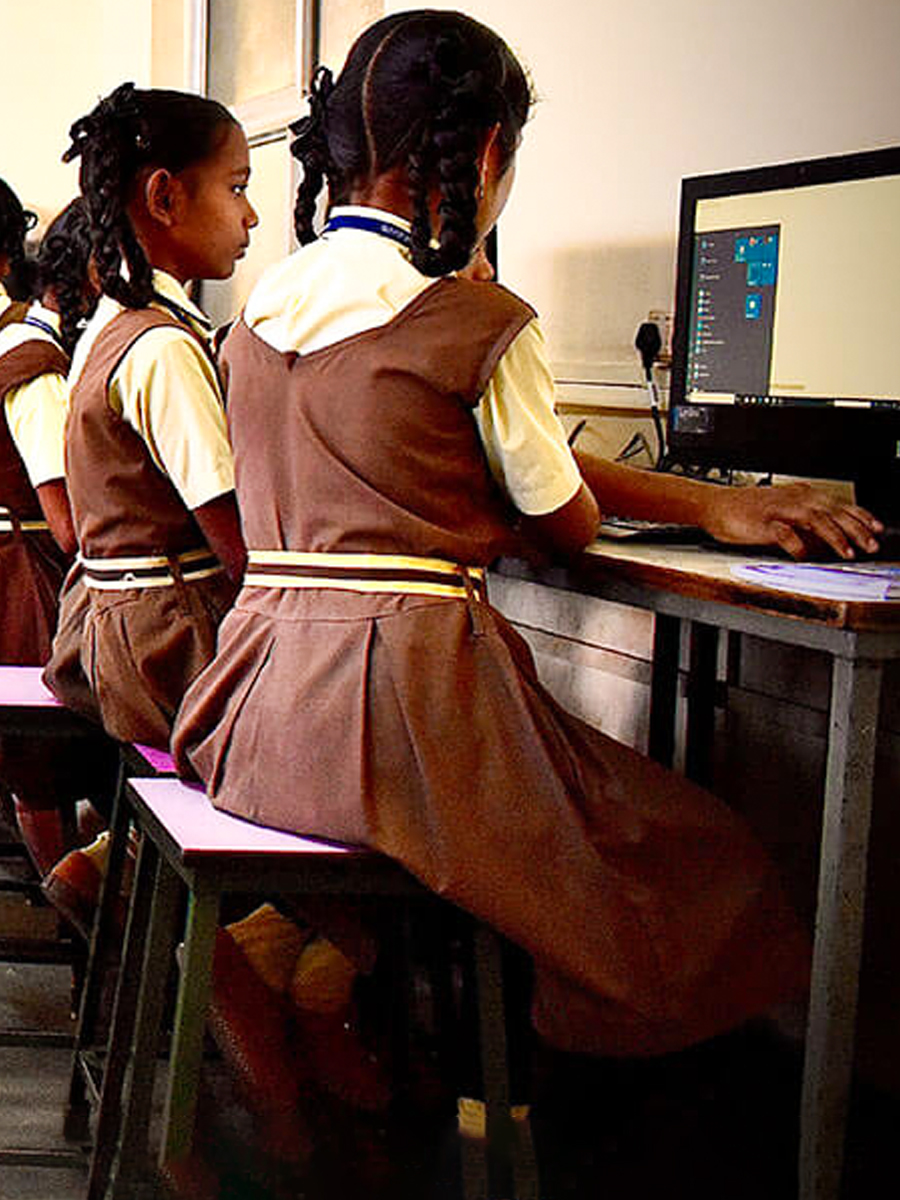 Child using a computer